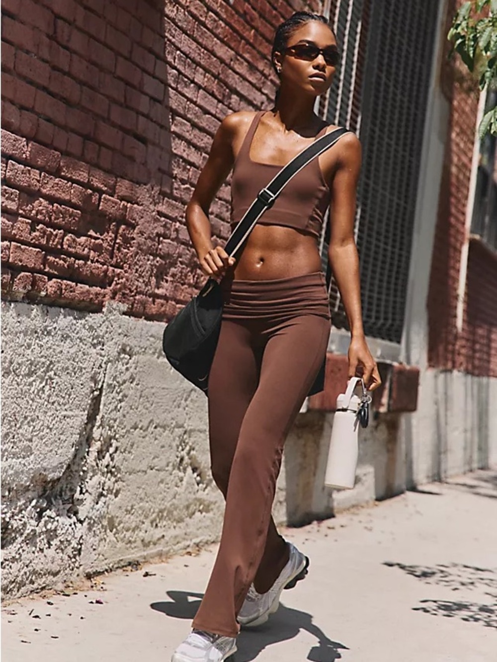 FP Movement by Free People Never Better Foldover Pants - Oxford Brown XS